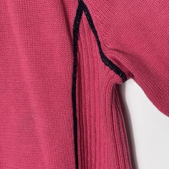 Liz Claiborne Women’s Sweater XL Pink Black Trim 100% Cotton Half Zip Pullover - Picture 5 of 8